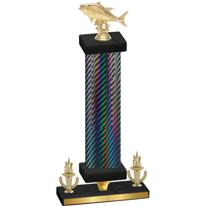 Premium Single Black Carbon Fiber Victory Fishing Trophy
