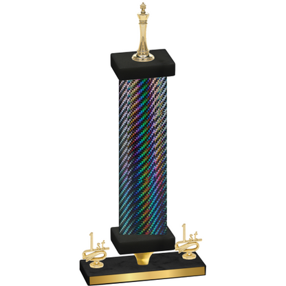 Premium Single Black Carbon Fiber First Place Chess Trophy