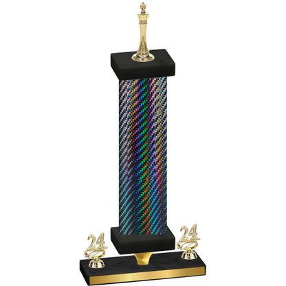 Premium Single Black Carbon Fiber Year Chess Trophy