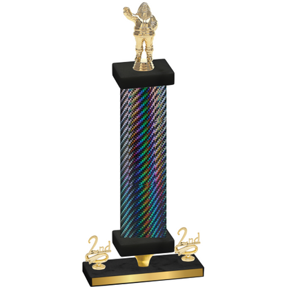 Premium Single Black Carbon Fiber Second Place Holiday Trophy
