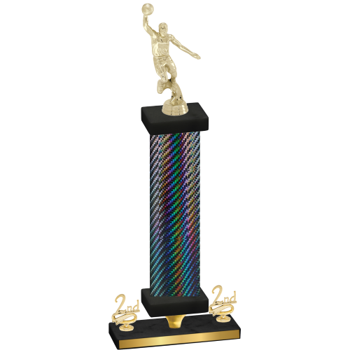 Premium Single Black Carbon Fiber Second Place Basketball Trophy