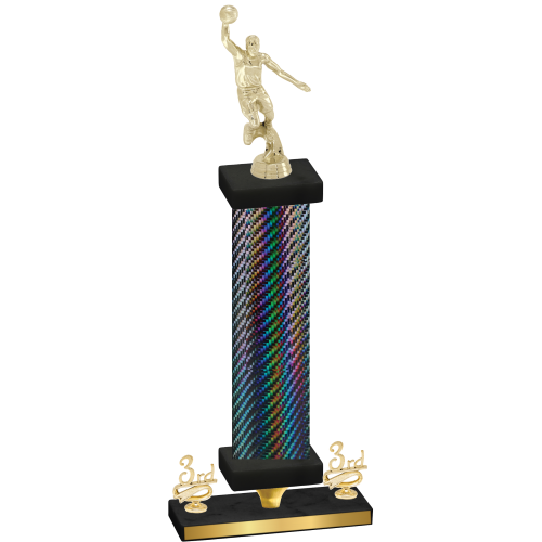 Premium Single Black Carbon Fiber Third Place Basketball Trophy