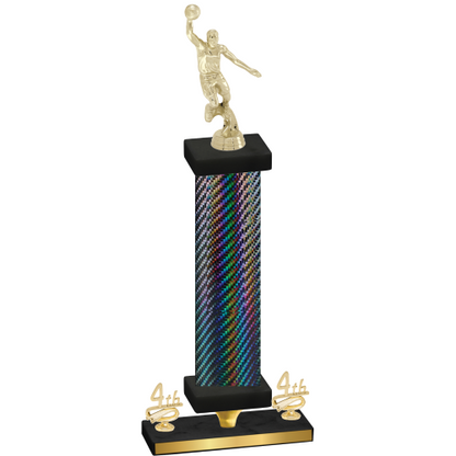 Premium Single Black Carbon Fiber Fourth Place Basketball Trophy