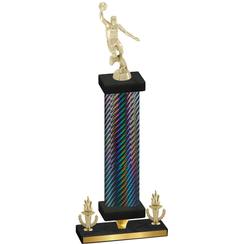 Premium Single Black Carbon Fiber Victory Basketball Trophy