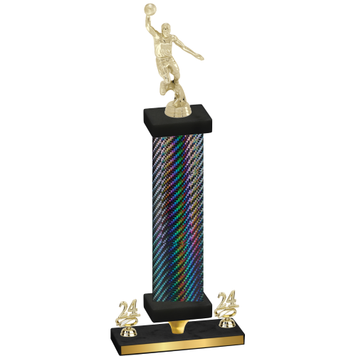 Premium Single Black Carbon Fiber Year Basketball Trophy