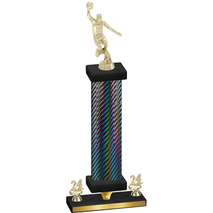 Premium Single Black Carbon Fiber Year Basketball Trophy