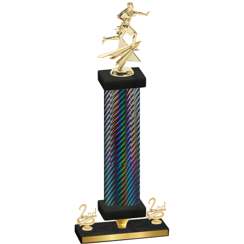 Premium Single Black Carbon Fiber Second Place Flag Football Trophy