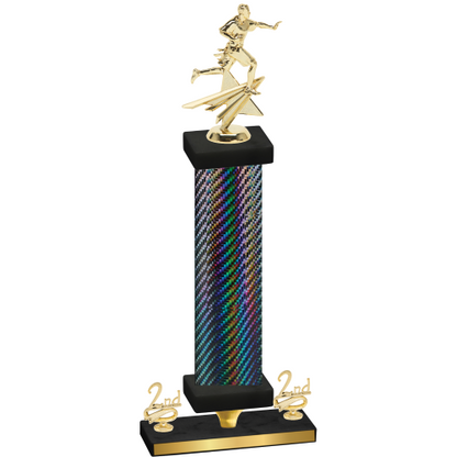 Premium Single Black Carbon Fiber Second Place Flag Football Trophy