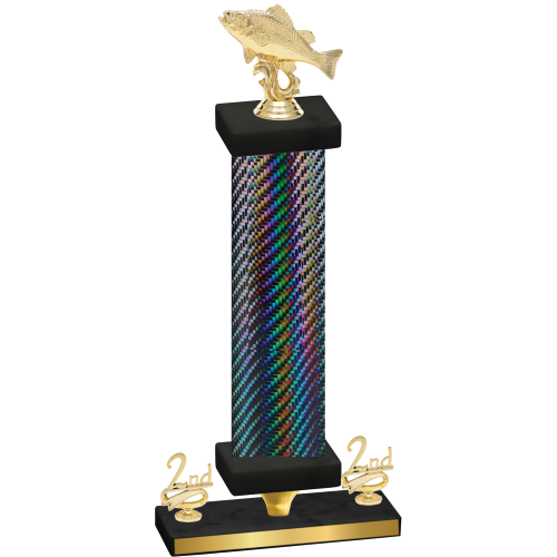 Premium Single Black Carbon Fiber Second Place Fishing Trophy