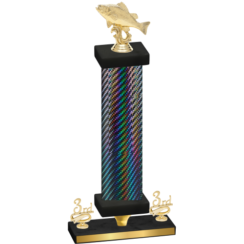 Premium Single Black Carbon Fiber Third Place Fishing Trophy