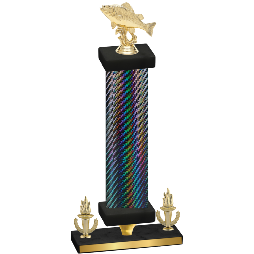 Premium Single Black Carbon Fiber Victory Fishing Trophy