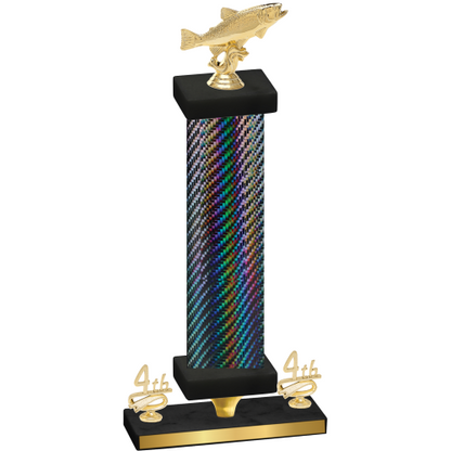 Premium Single Black Carbon Fiber Fourth Place Fishing Trophy