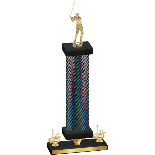 Premium Single Black Carbon Fiber First Place Golf Trophy