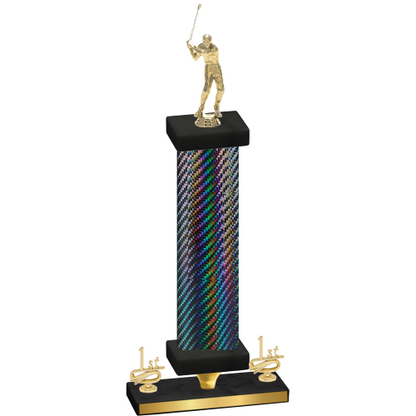 Premium Single Black Carbon Fiber First Place Golf Trophy