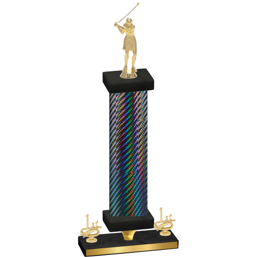 Premium Single Black Carbon Fiber First Place Golf Trophy