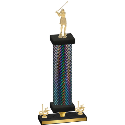 Premium Single Black Carbon Fiber First Place Golf Trophy