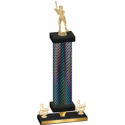 Premium Single Black Carbon Fiber Third Place Baseball Trophy