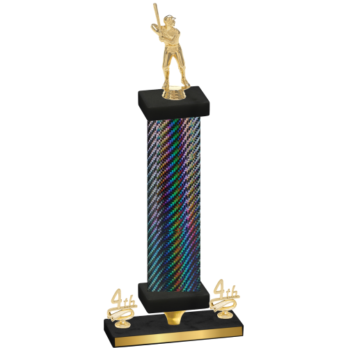 Premium Single Black Carbon Fiber Fourth Place Baseball Trophy