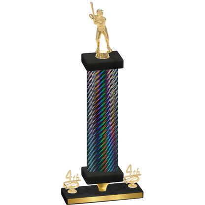 Premium Single Black Carbon Fiber Fourth Place Baseball Trophy
