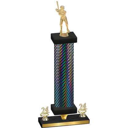 Premium Single Black Carbon Fiber Year Baseball Trophy