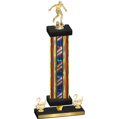 Premium Single Flag USA Second Place Soccer Trophy