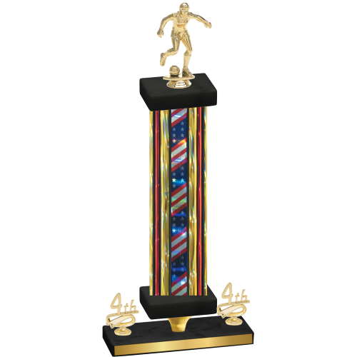 Premium Single Flag USA Fourth Place Soccer Trophy