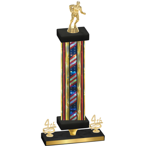 Premium Single Flag USA Fourth Place Rugby Trophy
