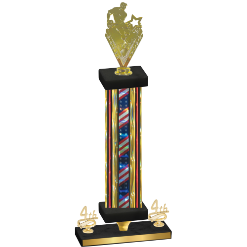 Premium Single Flag USA Fourth Place Rugby Trophy