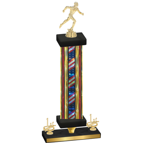 Premium Single Flag USA First Place Running Trophy