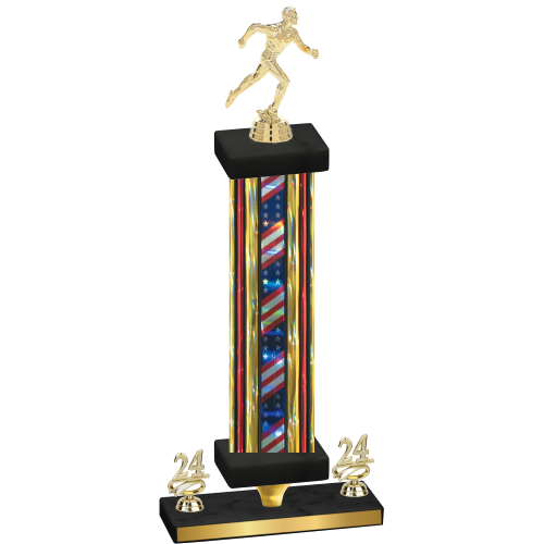 Premium Single Flag USA Year Running Trophy