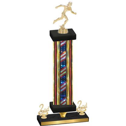 Premium Single Flag USA Second Place Running Trophy