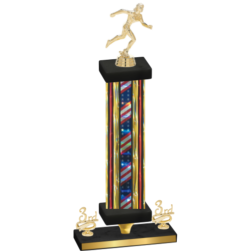 Premium Single Flag USA Third Place Running Trophy