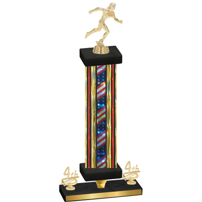 Premium Single Flag USA Fourth Place Running Trophy