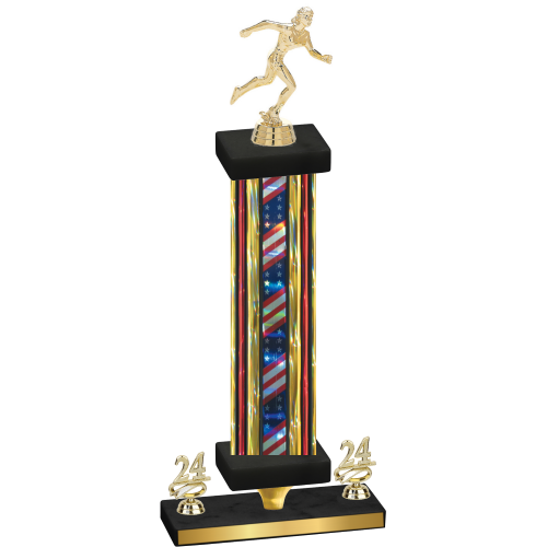 Premium Single Flag USA Year Running Trophy