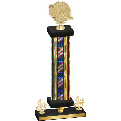 Premium Single Flag USA Fourth Place Running Trophy