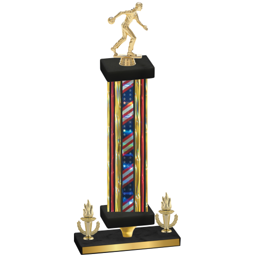 Premium Single Flag USA Victory Bowling Trophy