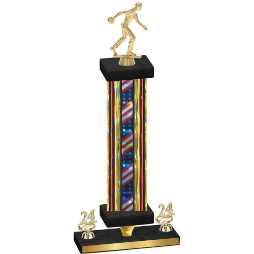 Premium Single Flag USA Year Bowling Trophy