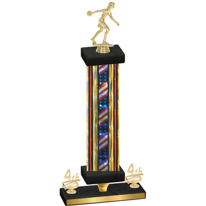 Premium Single Flag USA Fourth Place Bowling Trophy
