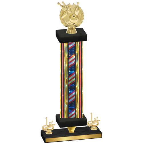 Premium Single Flag USA First Place Bowling Trophy