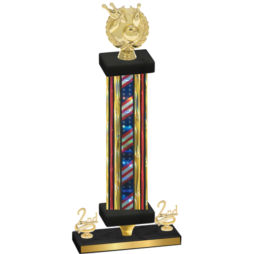 Premium Single Flag USA Second Place Bowling Trophy
