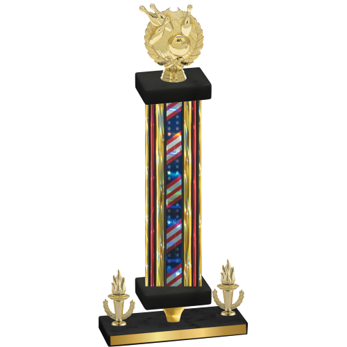 Premium Single Flag USA Victory Bowling Trophy