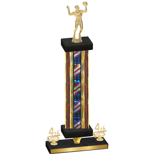 Premium Single Flag USA Fourth Place Volleyball Trophy