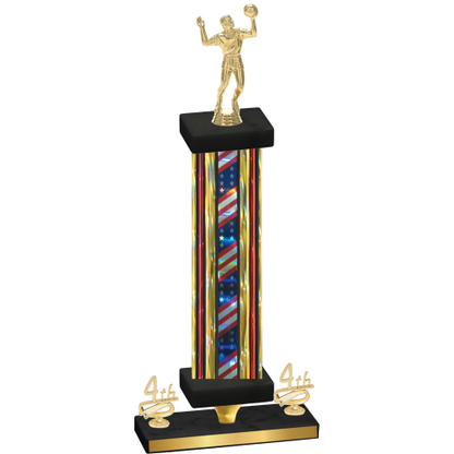 Premium Single Flag USA Fourth Place Volleyball Trophy