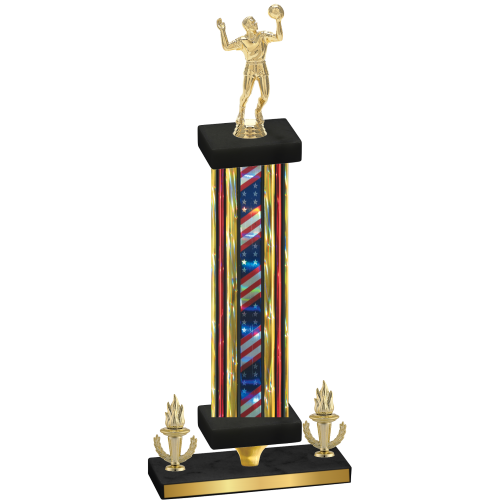 Premium Single Flag USA Victory Volleyball Trophy