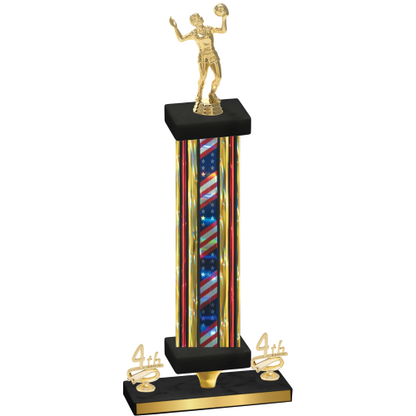 Premium Single Flag USA Fourth Place Volleyball Trophy