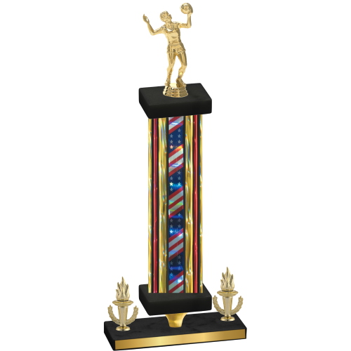 Premium Single Flag USA Victory Volleyball Trophy