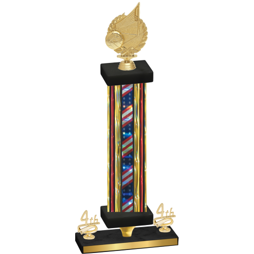 Premium Single Flag USA Fourth Place Volleyball Trophy