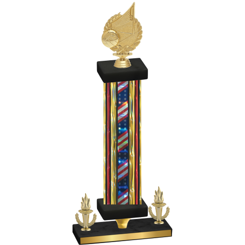 Premium Single Flag USA Victory Volleyball Trophy