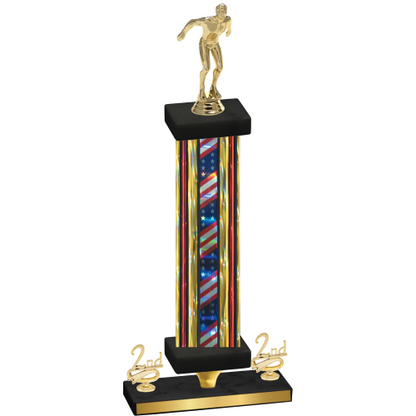Premium Single Flag USA Second Place Swimming Trophy