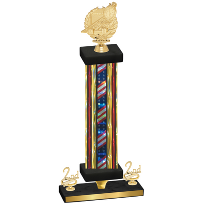 Premium Single Flag USA Second Place Swimming Trophy